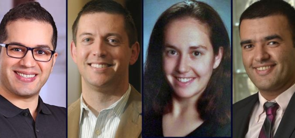 The research team for AI-Assisted Social Justice in Tissue and Organ Biomanufacturing: (left to right) Vahid Serpooshan, Aaron Levine, Elizabeth Newman, and Saman Zonouz.